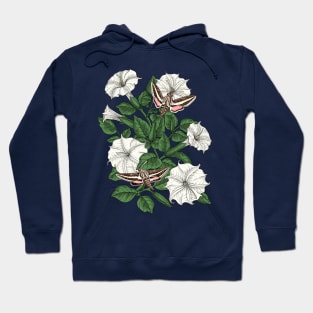 Moonflowers and sphinx moths Hoodie